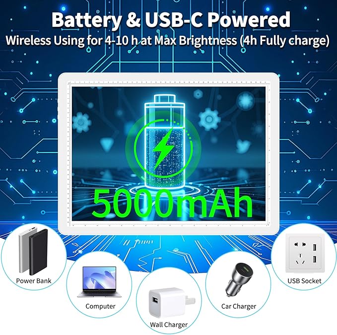 Phylosal Rechargeable A3 Light Pad with Built-in Stand & Bag, Magnetic Tracing Light Box for Drawing, Diamond Art Light Board with Side Button, Super Bright Light Table for Diamond Painting, Sketching