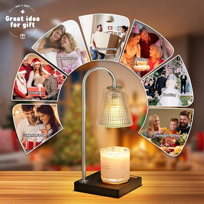 Candle Warmer Lamp with Timer Dimmer,House Warming Gifts New Home Room Decor,Birthday Gifts for Women Mom Sister,Modern Wax Warmer for Scented Wax Jar Candles