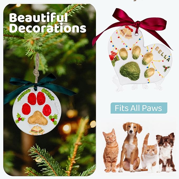 Tubuui Clay Paw Print Kit for Dogs Cats (Makes 2), Pawprint Keepsake Kit,Baby Hand and Footprint Ornament with Clay Imprint,DIY Dog Paw Print,Personalized Gifts for Pet Lovers