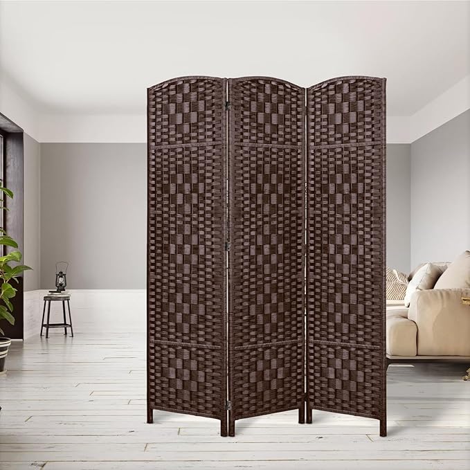 Rose Home Fashion 6 ft Tall Room Divider, Room Dividers and Folding Privacy Screens, 15.7in Privacy Screen 3 Panel Partition Temporary Wall Separation for Private, Brown