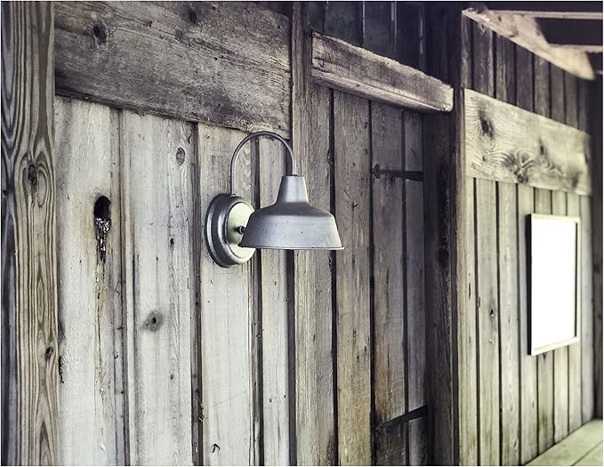 Mason Barn Light 1 Indoor/Outdoor Wall Mount Modern Industrial Farmhouse Design House Light for Patio, Garage, Bathroom, Office, Kitchen, 8 inch, Galvanized, 520965
