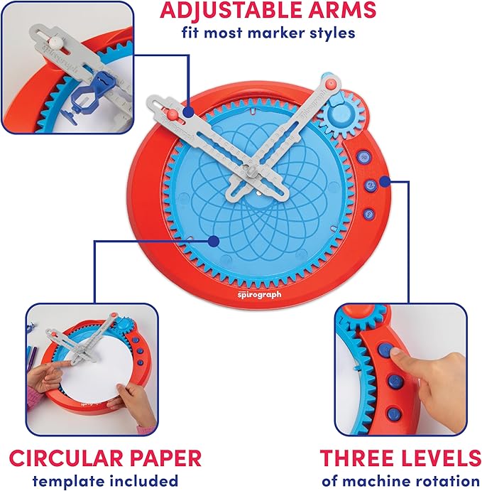 Spirograph Electric Machine - Arts and Crafts, Kids Toys, Art Supplies, Craft Supplies, Drawing Kit, Spiral Art, Classic Gear Design Kit, Case, Pens, Design Sheet Included, Ages 8+