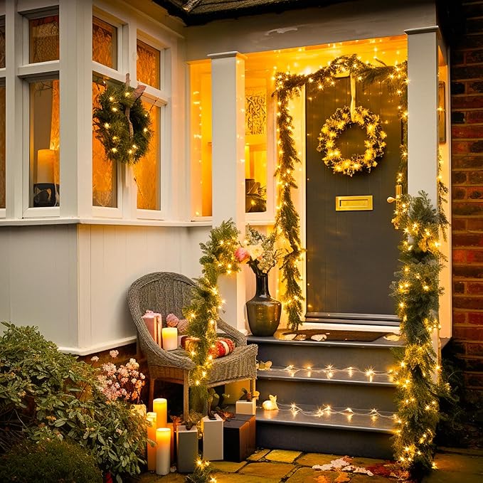 JMEXSUSS 4 Pack 50 LED Christmas Fairy Lights Battery Operated, 16ft Warm White Fairy Lights for Bedroom Wedding Patio Party DIY Mason Jar Decorations