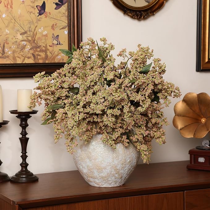 Zeyune 3 Pcs Fall Artificial Dusty Plum Stem Plum Sedum Berry Stem Autumn Faux Berry Picks Branches Faux Spray for Home Halloween Thanksgiving Farmhouse Mantel Harvest DIY Decorations (Green)