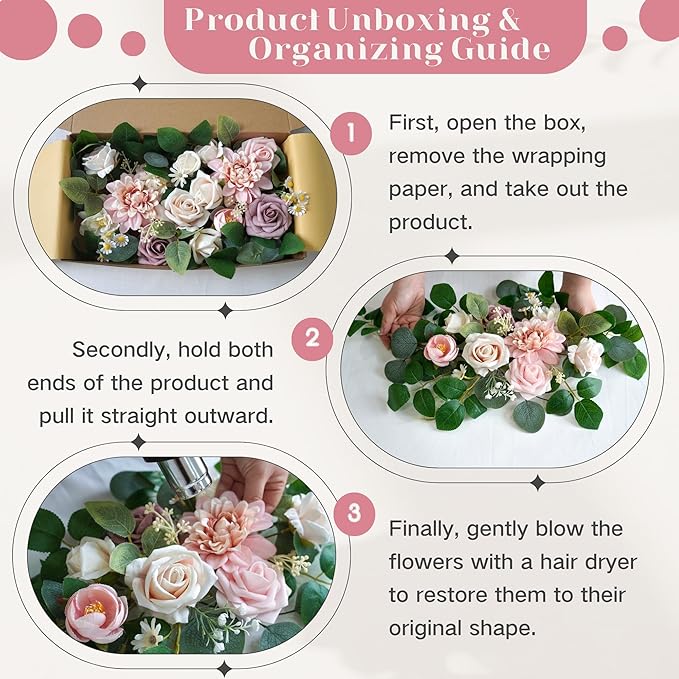 Artificial Flowers Decorations Pack of 2,Centerpieces for Wedding Reception Backdrop Decoration, Floral Decor Wall Home Entryway OutdoorDecorations (Pink)