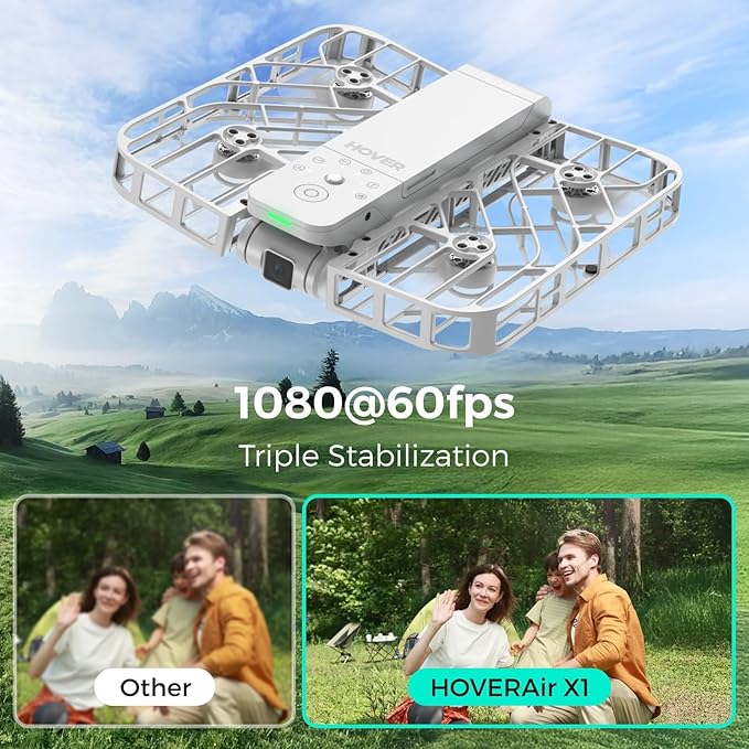 X1 Drone with Camera, Self-Flying Camera Drone with Follow Me Mode, Foldable Mini Drone with HDR Video Capture, Palm Takeoff, Intelligent Flight Paths, Hands-Free Control White (Combo Plus)