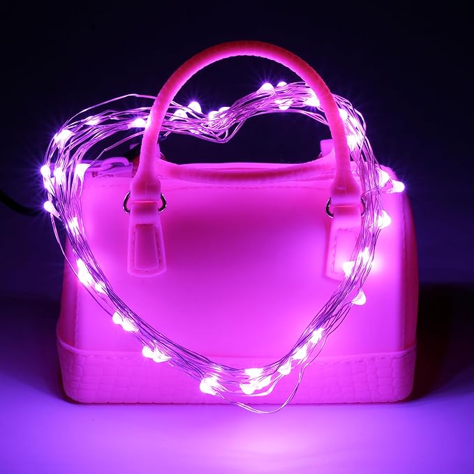 Karlling USB Plug in Fairy Lights, 50 LED 16Ft Starry String Lights, USB Powered Romantic Lights for Valentine's Day, Bedroom, Wedding, Party(Pink)