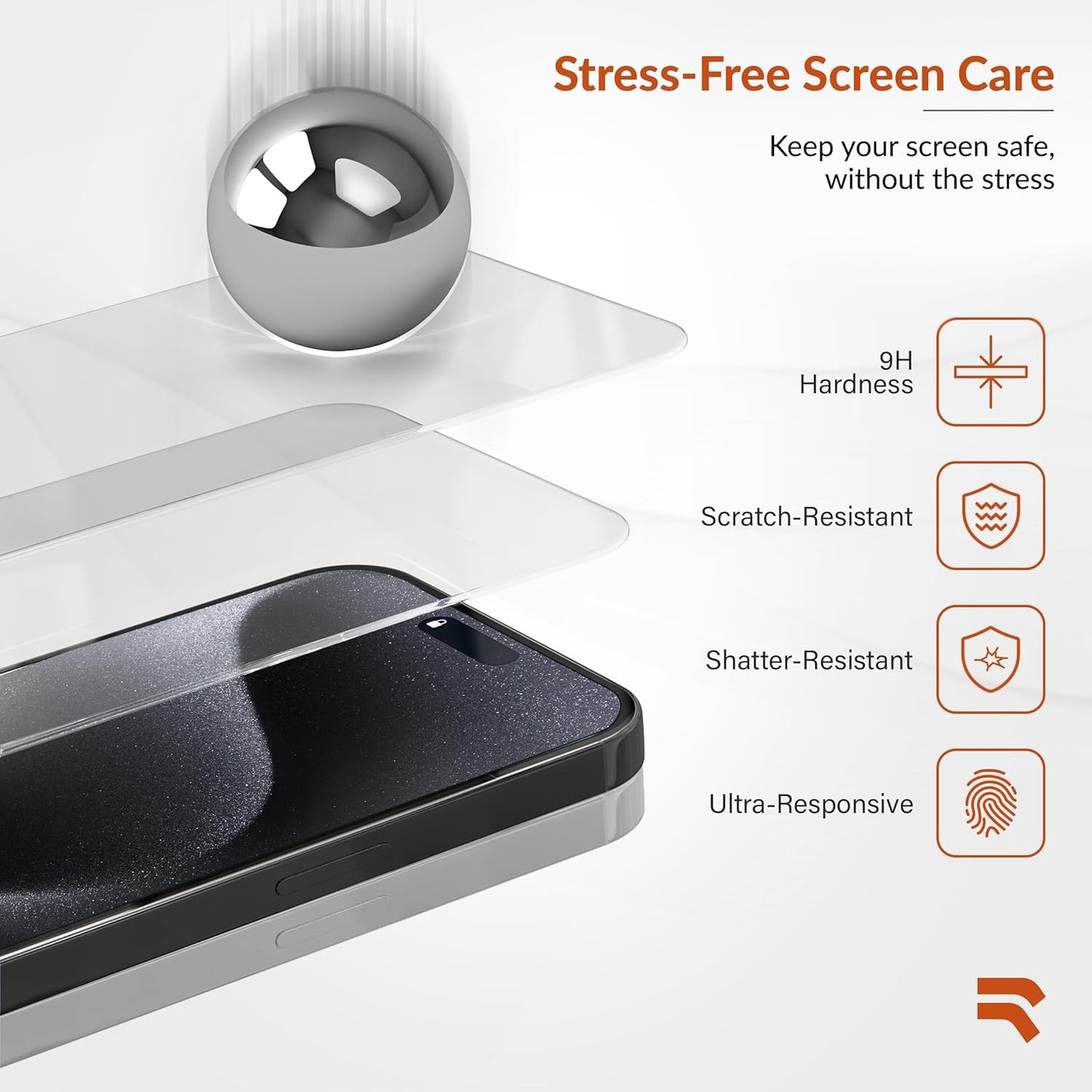rooCASE Glass Screen Protector for Apple iPhone 15 Pro, (6.1 Inch), Case Friendly Tempered Glass Front Cover
