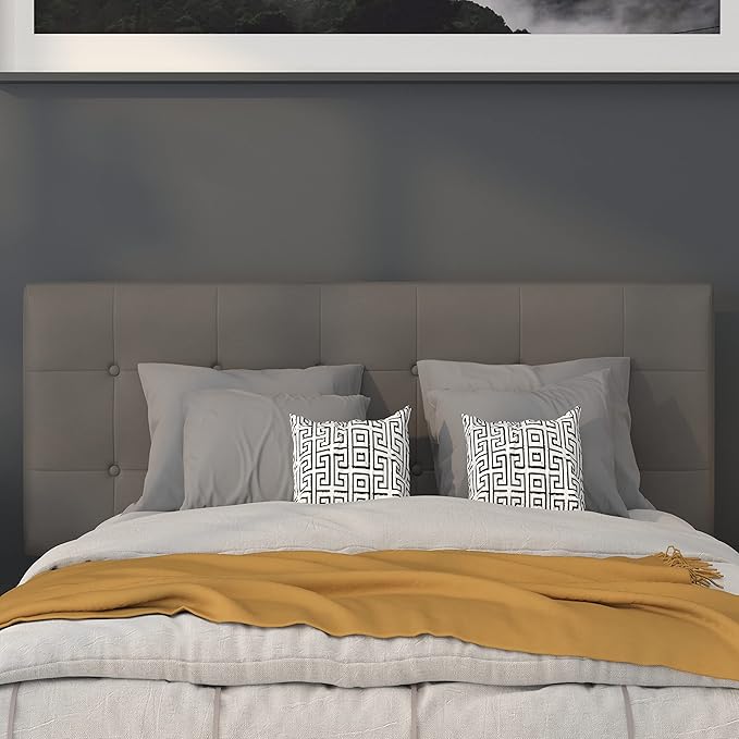 Flash Furniture Lennox Tufted Upholstered Full Size Headboard in Gray Vinyl