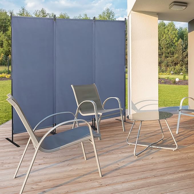 Room Divider Screen JAXPETY 6Ft Room Partition Wall Divider 88" W Folding Privacy Screens Indoor Room Partitions and Dividers Freestanding Room Separator for Office Hospital, Bluish Grey