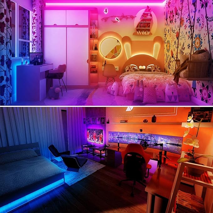 TJOY 100 ft LED Strip Lights with 44 Key Remote, Multi-Color RGB LED Lights, 24 Volt Color Changing LED Light Strip for Bedroom,Room,TV,DIY Decor(44 Key Remote Control +50 ft x2+Indoor only)