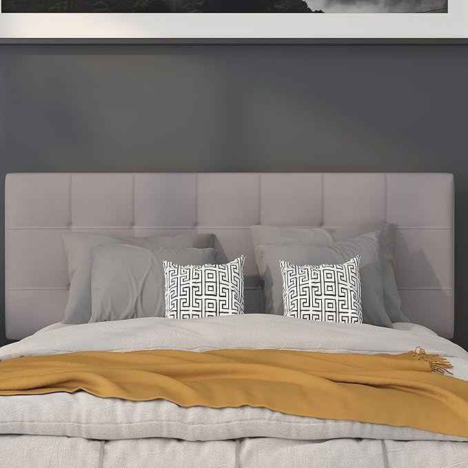 Flash Furniture Bedford Tufted Upholstered Full Size Headboard in Light Gray Fabric