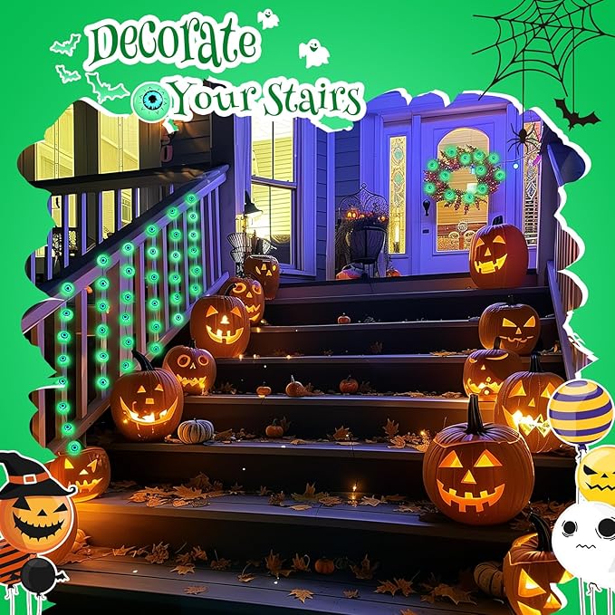 Coquimbo Halloween Decorations Eyeball String Lights, 10FT 30 LED Green Eye Halloween Lights for Indoor and Outdoor Halloweens Party Decorations