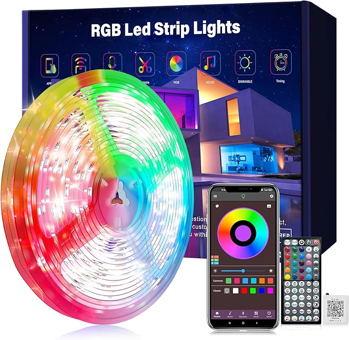 Led Lights for Bedroom 100ft Music Sync Color Changing Led Strip Lights with Remote and App Control RGB Led Light Strip for Home Party Room Decor
