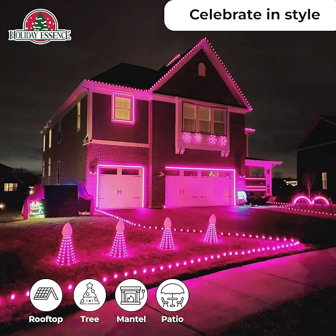 Pink Christmas Valentine's String Lights 100 Mini Incandescent Fairy Light Decor 20.6 Ft White Wire Indoor & Outdoor Party Patio Bedroom, Xmas Tree Garland Easter Holiday Decoration