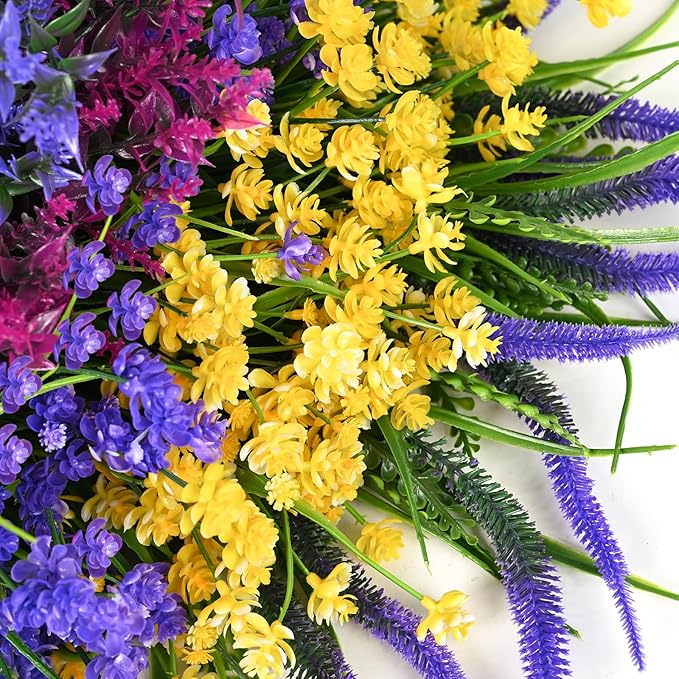 Artificial Plants Outdoor, 20PCS Artificial Flowers, UV Resistant Fake Flowers, Faux Flowers for Outdoor Planters for Home Garden Outside Porch Decor