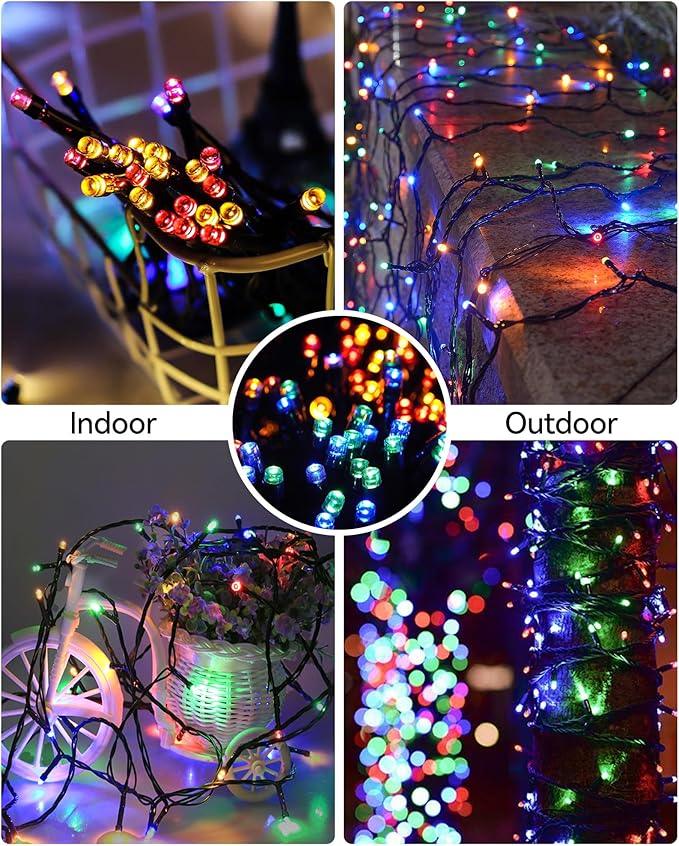 Blingstar Christmas Lights Colored String Lights 33 Ft 100 LED Waterproof Multicolor Twinkle Lights 8 Modes 30 V Plug in Fairy String Lights for Indoor Outdoor Xmas Tree Bedroom Garden Party Decor