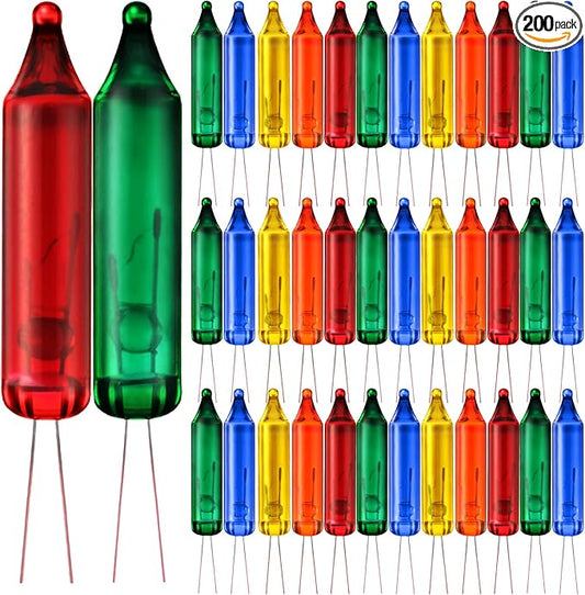Mudder 200 Count 2.5V Christmas 50/100/150/200 Count Mini Incandescent Wire String Lights Replacement Bulbs Indoor/Outdoor Christmas Lights Decorations for Home Xmas Tree (Multicolor)