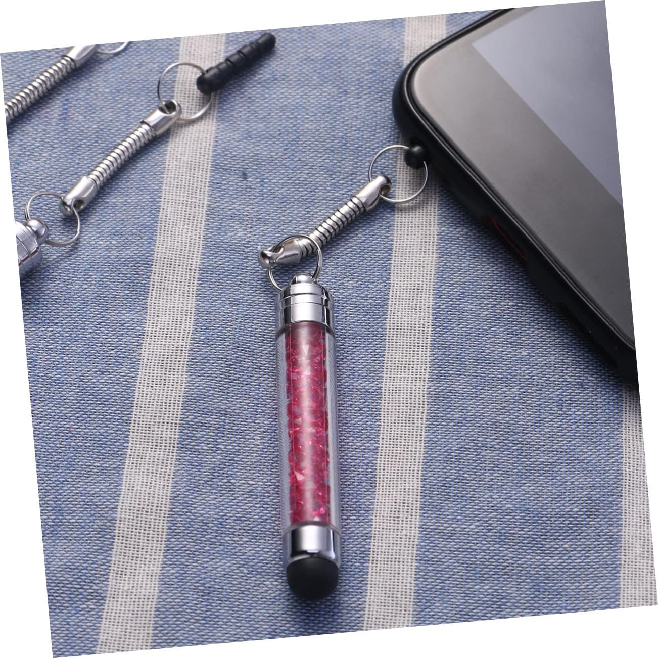Hemobllo Mini Stylus Pen - 8 Pcs Crystal Capacitive Stylus for Universal Touch Screens, Portable with 3.5mm Jack