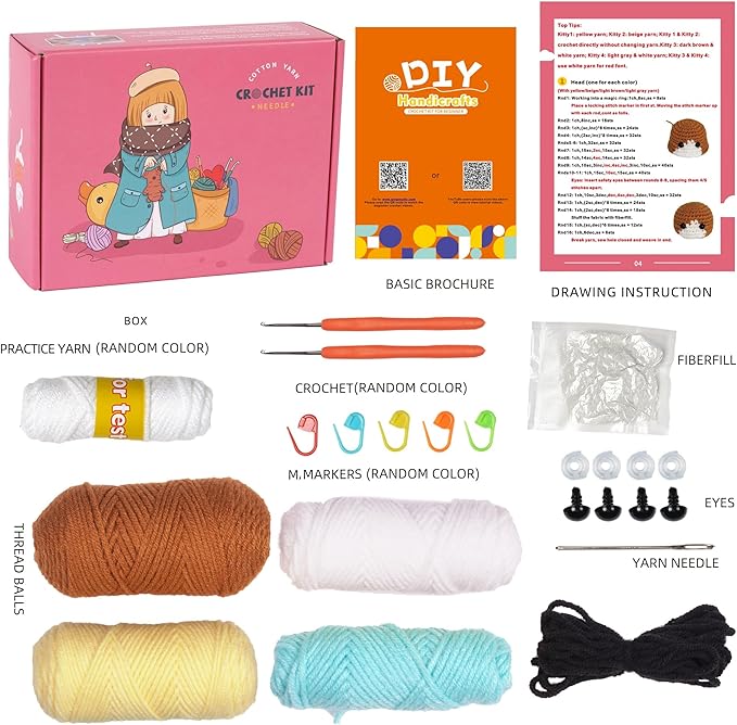 Wizardi Amigurumi DIY Crochet Kit - Cats F07N8-M124