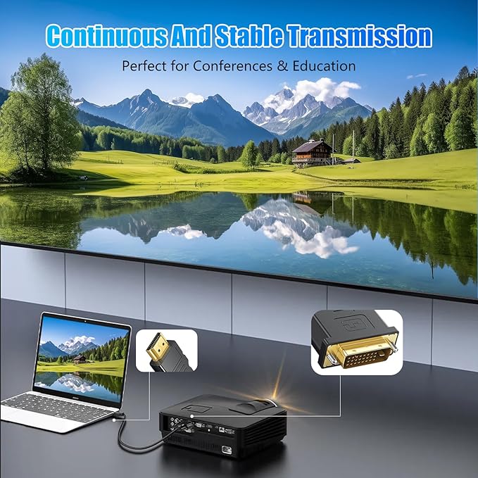 HDMI to DVI Adapter Cable,Bi Directional DVI-D 24+1 Male to HDMI Male Cable,High Speed Adapter Cable Support 1080P Full HDMI Compatible with Raspberry Pi,Roku,X-Box One,PS3/4/5,Graphics Card,2m