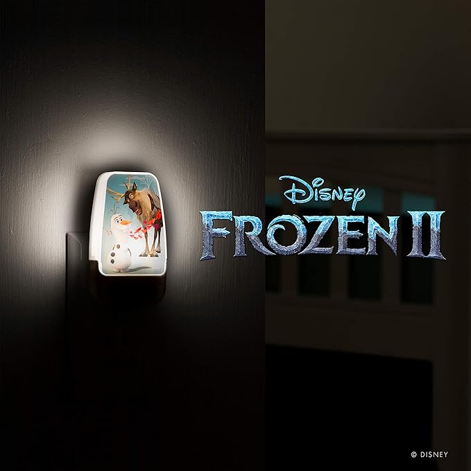 Disney Frozen 45830 LED Night Light, Olaf and Sven, Plug-in, Dusk-to-Dawn Sensor, Girl's Room Decor, UL-Certified, Ideal for Bedroom, Nursery, Bathroom, Kid's Playroom