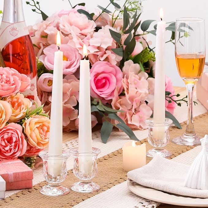 Foaincore 54 Pcs Candlestick Holders Bulk 2.5 Inch Taper Candle Holder for Table Centerpiece Thick Glass Ritual Candle Stand for Wedding Christmas Valentines Festival Party Decorations(Clear)