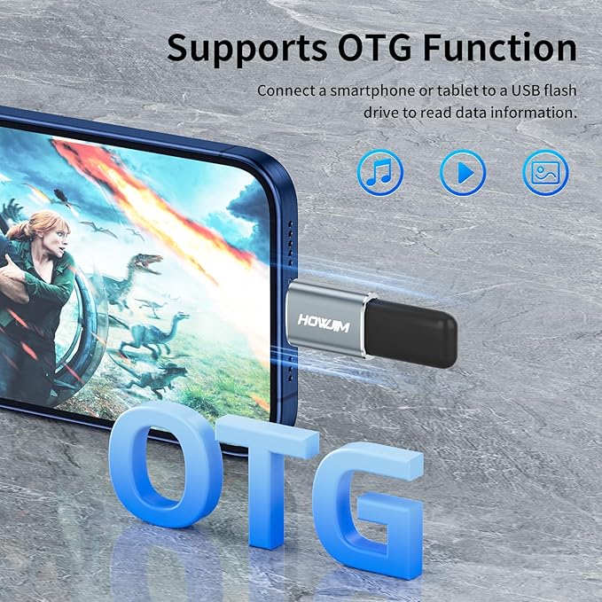 USB C to USB Adapter 2 Pack,USB3.2 Female to Type-C Male OTG Adapter,100W Fast Charging 10Gbps Data Transfer for M-acBook Pro/Air,Phone 15 16 17,Pad,G-alaxy,X-Peria,S-urface,D-ell XPS Gray
