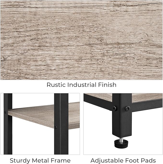 Yaheetech 30 in Tall End Table, 3-Tier with Strong Wooden Shelves, Small Side Table with Metal Frame for Living Room Office, Small Places, Gray