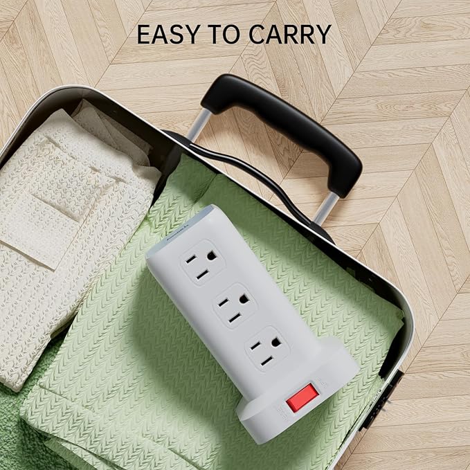 Power Strip Tower (Fast Charge 3A, 6.5 FT (2 Pack))