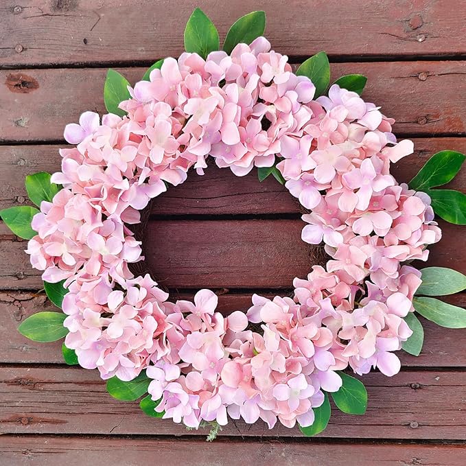 20 Pcs Pink Hydrangea Artificial Flowers Bulk, Faux Hydrangea Flowers Heads, Artificial Fake Silk Hydrangea Flowers with Stems, Pink Flowers Artificial for Decoration Wedding Décor