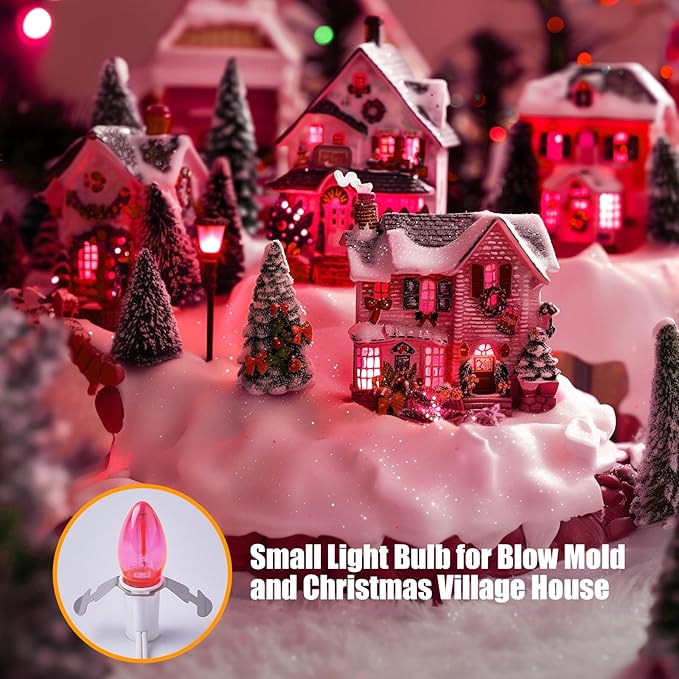 Accessory Cord with One LED Light Bulb - 6ft Cord with On/Off Switch for Valentine's Day Pumpkin, DIY Craft Projects, Paper Lantern Valentine's Day Decoration, Village House, 2 Pack, Pink