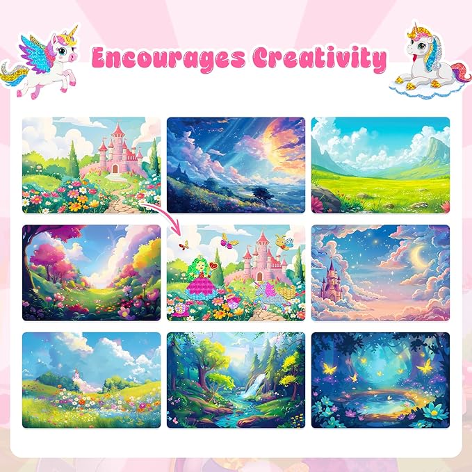 homicozy Art & Craft Activity for Kids-Foil Fun Unicorn & Princesses,No Mess Art Crafts for Girls,DIY Foil Foam Stickers,Creative Activity Kits,Kids Travel Toys,Gifts for Girls & Boys Ages 4-10