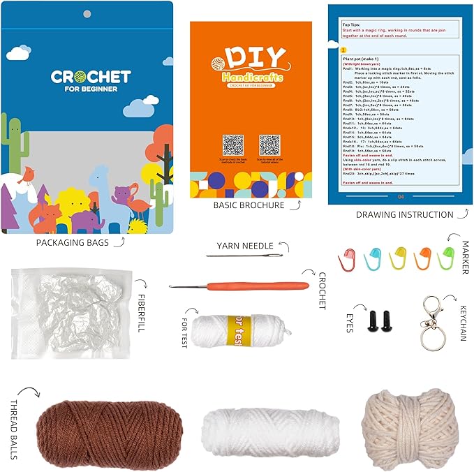 Wizardi Amigurumi DIY Crochet Kit - Monkey F07N8-M56