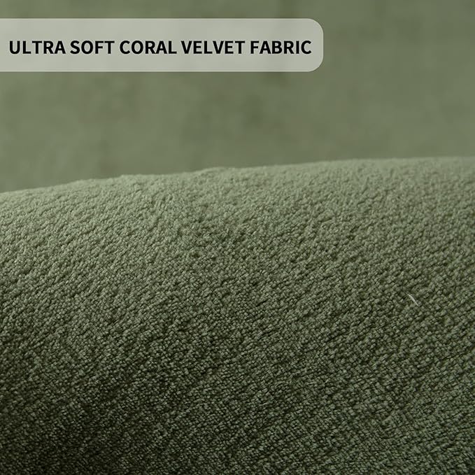 MAXYOYO Coral Velvet Area Rug, Thick Japanese Tatami Mat Living Room Carpet with Non-Slip Backing, Large Solid Color Mat for Bedroom Dormitory Yoga, Olive Green, 78 by 158 inch