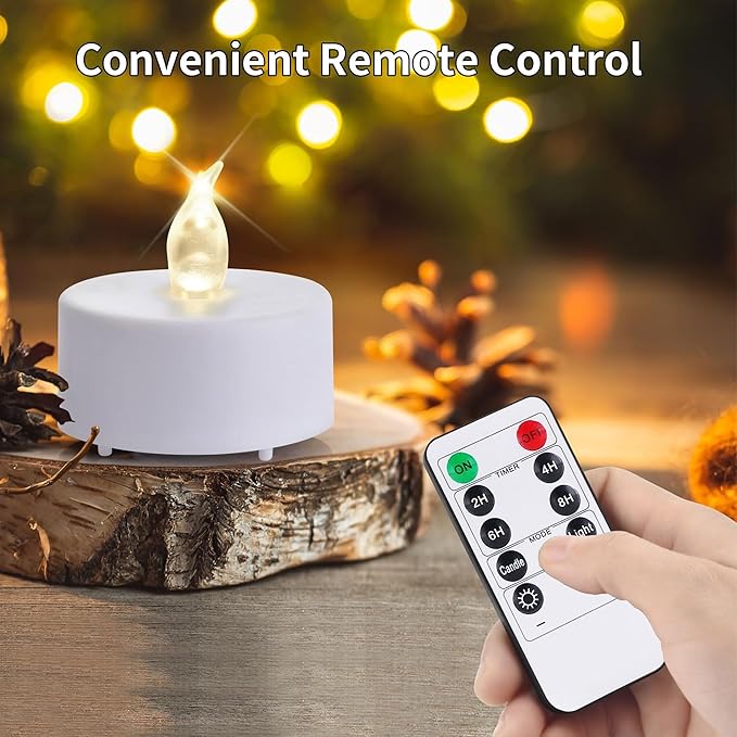 Hanzim Tea Light Candles with Remote Control,Flickering Flameless LED Candle,Long Lasting 400+Hours,Battery Operated with Timer for Home Decoration Seasonal &Festival Celebration WarmWhite (5pcs)
