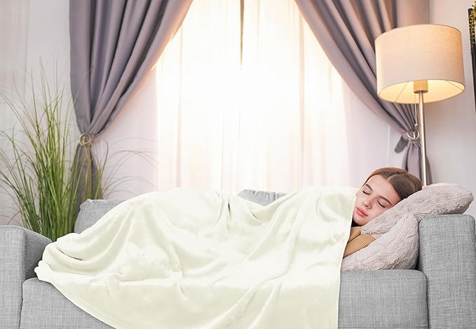 Utopia Bedding Fleece Blanket Twin Size Ivory 300GSM Luxury Anti-Static Fuzzy Soft Microfiber Bed Blanket (60x80 Inch)