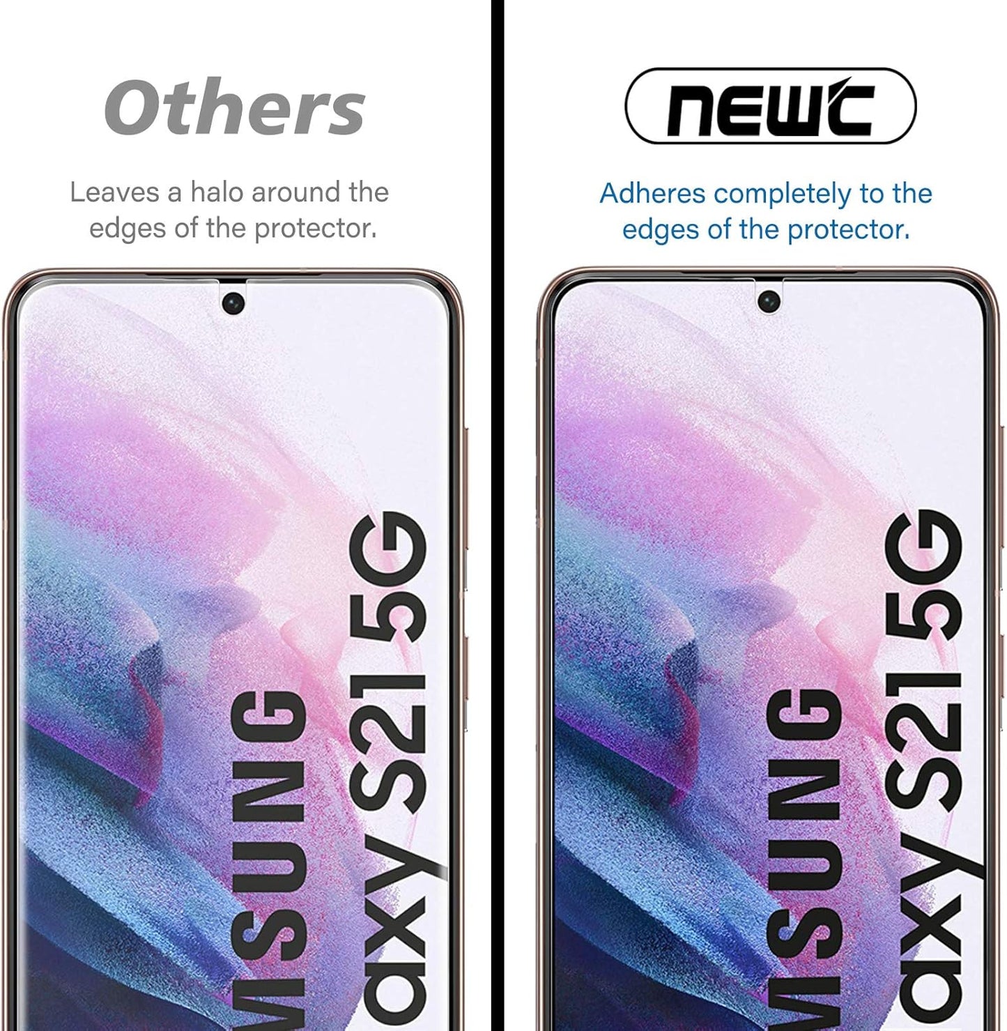 NEW'C Tempered Glass Screen Protector for Samsung Galaxy S21 5G (6.2) - Pack of 3, 9H Hardness, Anti-Scratch,