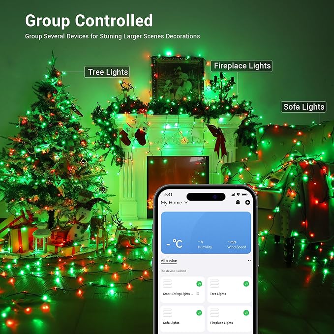 Brizled Smart Color Changing Christmas Lights, 66ft 200LED WiFi String Lights App Control, Dimmable Christmas Lights, RGB Xmas Tree Lights Work with Alexa & Google Home for Outdoor Indoor Party Decor
