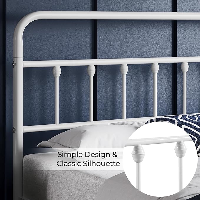 Yaheetech Classic Metal Platform Bed Frame Mattress Foundation with Victorian Style Iron-Art Headboard/Footboard/Under Bed Storage/No Box Spring Needed/Full Size White
