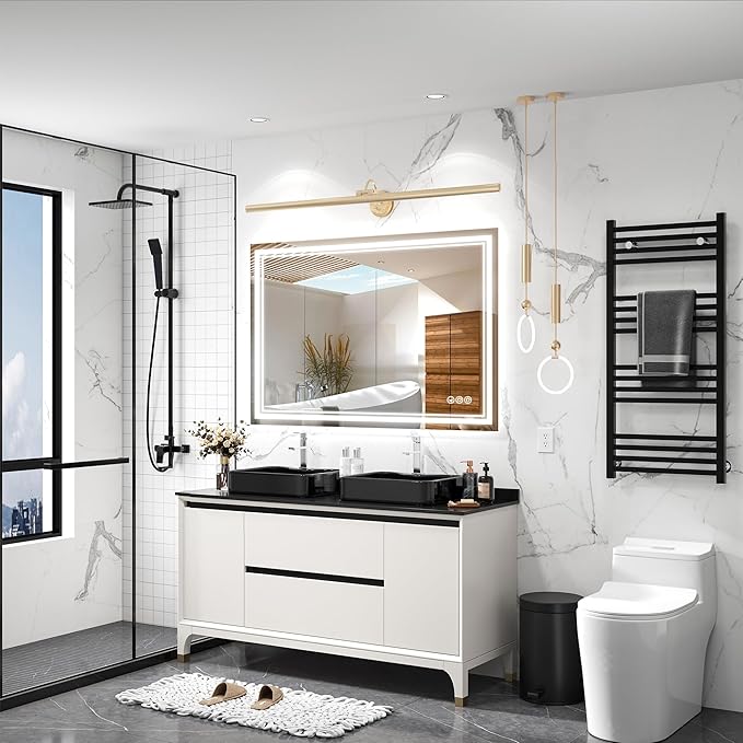 48x36 Inch Led Mirror for Bathroom with Front Light and Backlit, Dimmable Anti Fog Wall Bathroom Mirror with Led Lights, Water Proof, Decor Vanity Mirror