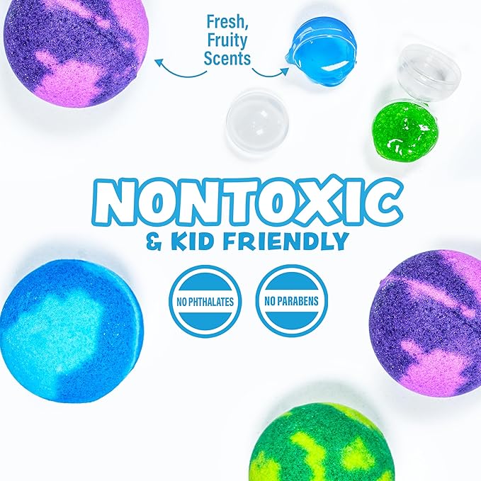 Super Goo Bath Slime 'Surprise' Bombs, 6 Pack | Kids Bath Bombs With Surprise Inside | Nontoxic | Stretchy, Squishy Slime Soap | Sensory Fun for Kids