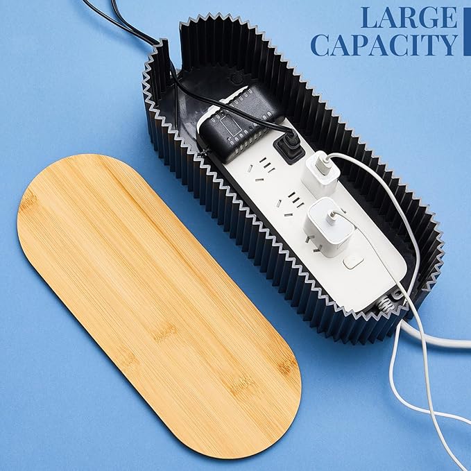 Marsui 2 Pcs Black Cable Management Organizer Box for Hiding Wires, Home Office Desk Floor Cord Organizer, 11.8 x 5.1 x 4.3 Inch Cord Strip Protect Holder Wire Storage