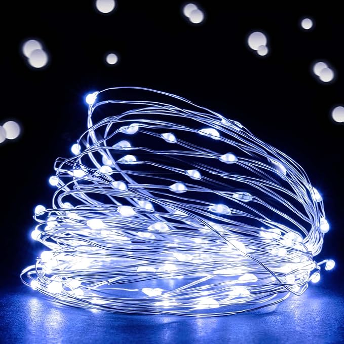 Ehome Fairy Lights, USB Operated Fairy Light Plug in 66ft 200 Led Waterproof String Lights Copper Wire Decorative String Light for Bedroom Indoor Christmas Wedding Party Patio Window (Blue)