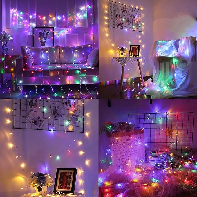 UL Certified Christmas String Lights, 500 LEDs Christmas Tree Light Indoor String Lights 8 Modes Fairy Twinkle Lights Sting with End-to-End Plug Multi Color (Clear Wire)