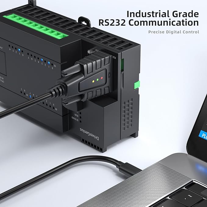 DriverGenius SerialEdgeX Series | USB-C to RS232 (DB9) Adapter with 3 LED Indicators (TX, RX, PWR), Compatible with Windows 11 and macOS 15 【USB232A-B-C, 6-Pack】