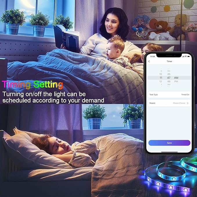 QZYL LED Lights for Bedroom 100 FT(4 Rolls), Strip Lights with App Control, Sync to Music 5050 RGB with 44 Keys IR Remote for Room Party Home Decorations