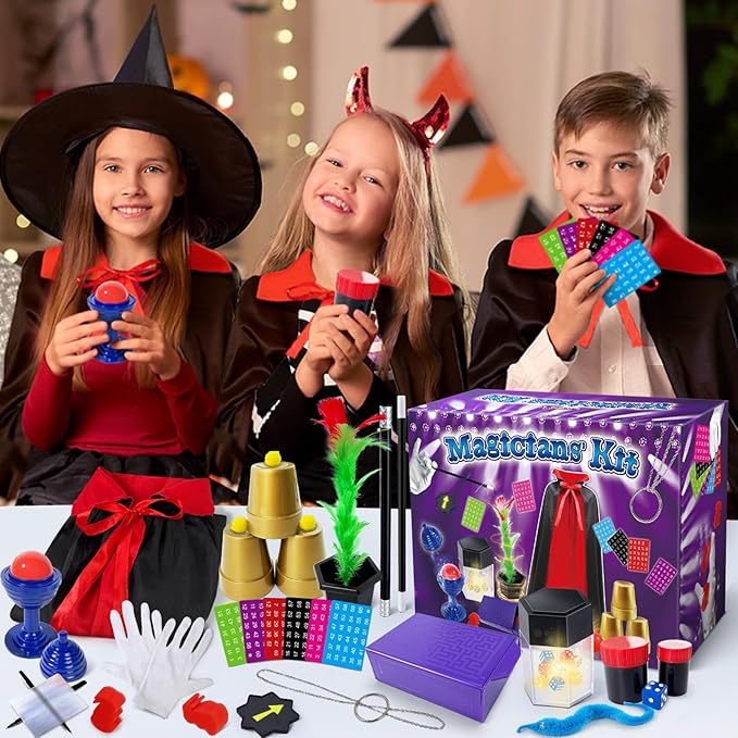 Magic Kit, Magic Tricks with Magician Costume for Kids, Magic Set for Kids Ages 6 7 8 9 10 11 12 Year Old