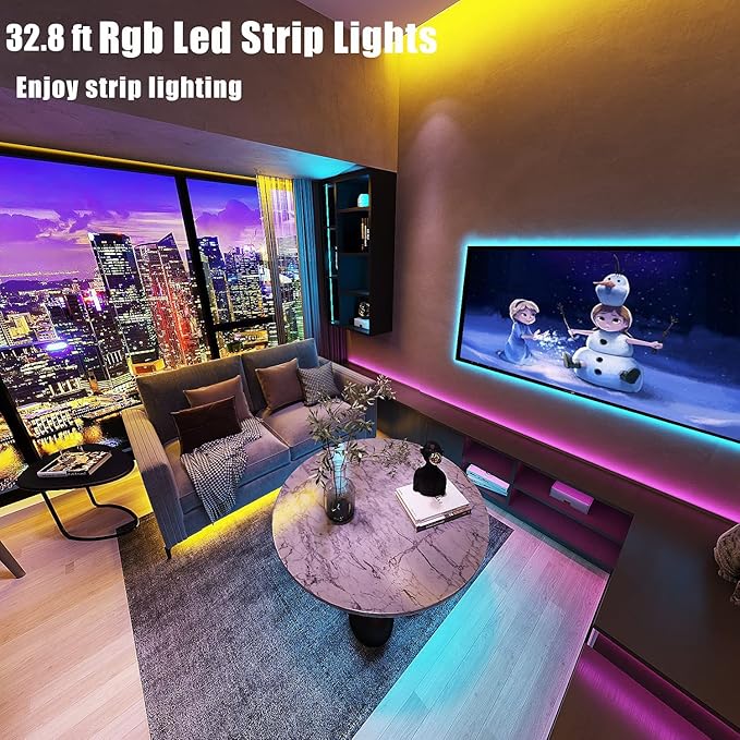 Keepsmile 32.8ft Strip Lights Smart App Music Sync Color Changing RGB Bluetooth LED Strips with Remote Led Lights for Bedroom Home Decoration