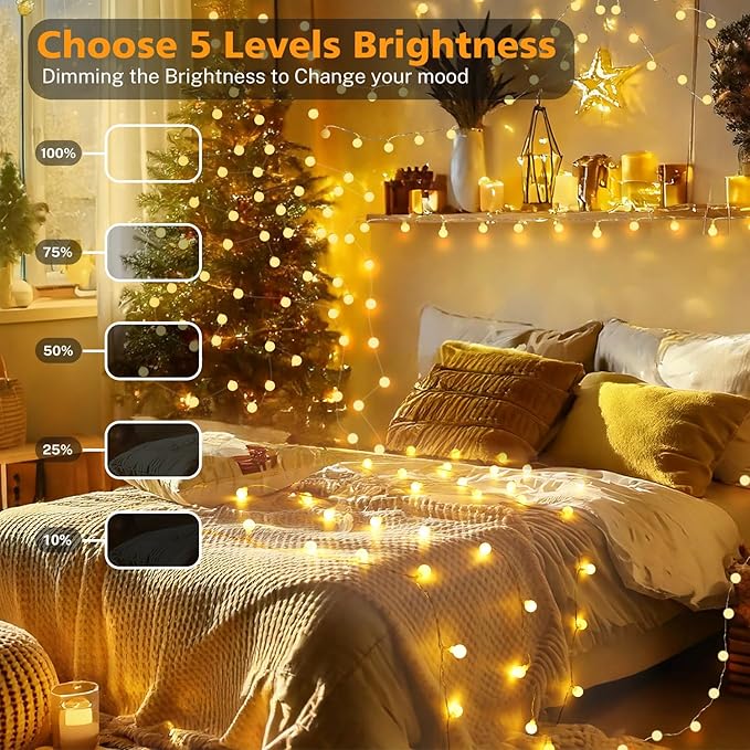 OMIKA 2 Pack 16.5FT 50LED Globe String Lights Battery Operated, Warm White Multicolor USB Fairy Lights Indoor with Remote for Classroom Bedroom Dorm Birthday Patio Tent Party Xmas Décor